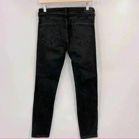 Zara Woman Premium Denim Black Skinny Distressed Jeans Size 8 - Picture 4 of 12